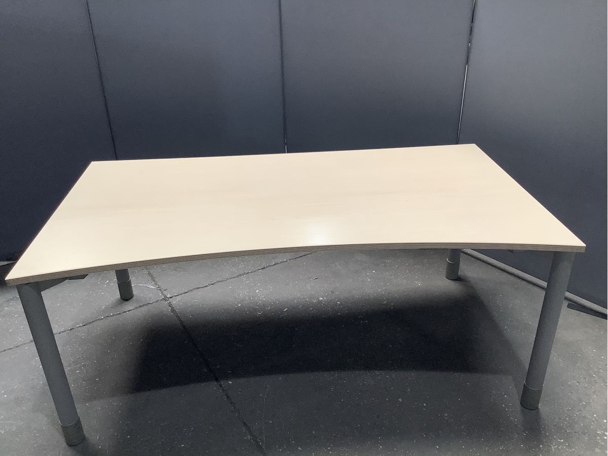 Schreibtisch Höhenverstellbar Beige mit Silber Beine 180x100cm